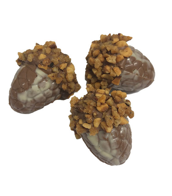 Eikels met krokante praline melk chocolade