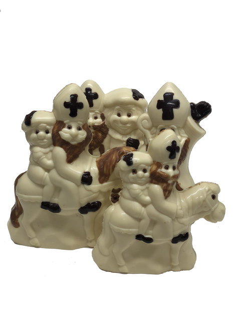 Ingekleurde sint chocolade figuren wit