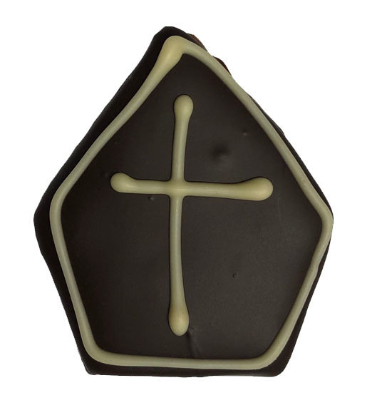 marsepeinen mijter met pure chocolade