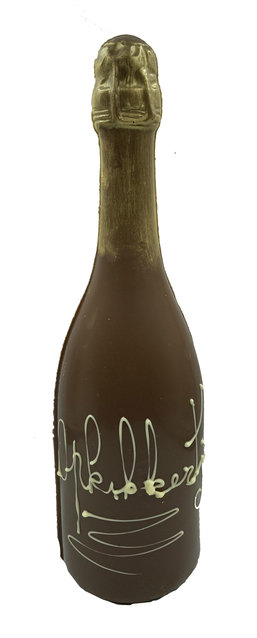 fles met opschrift