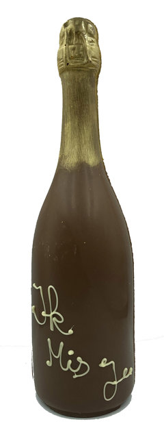 fles met opschrift