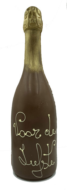fles met opschrift