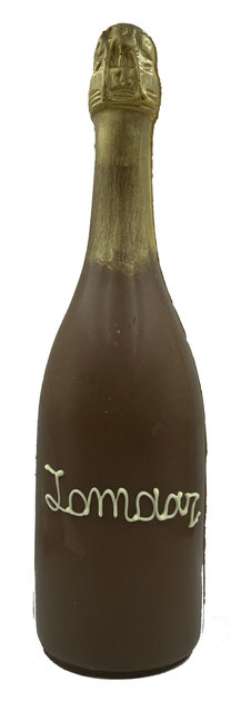 fles met opschrift