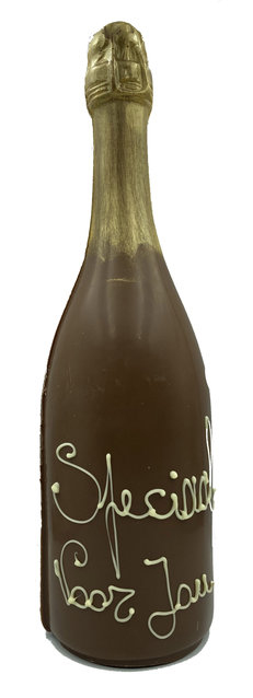 fles met opschrift